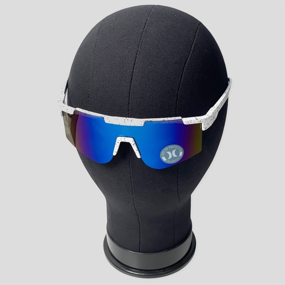 Hurley Semi-Rimless Polarized Shield Sunglasses NWT White / Mirror  #44665-SUN1